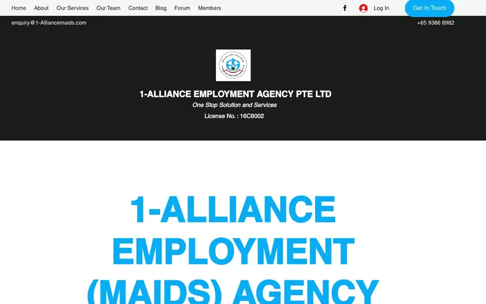 1-Alliance Employment Agency website homepage, 4 Oct 2026