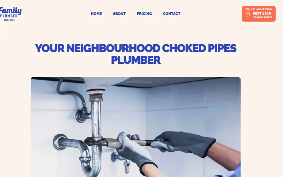 Family Plumber Singapore website homepage, 4 Oct 2026