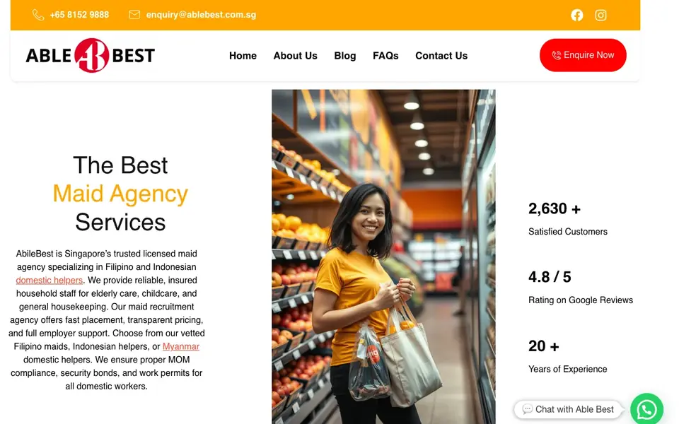 Able Best Employment Agency website homepage, 4 Oct 2026