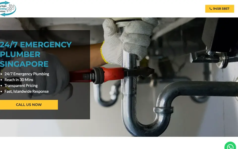 Day Night Plumbing Service & Maintenance website homepage, 4 Oct 2026