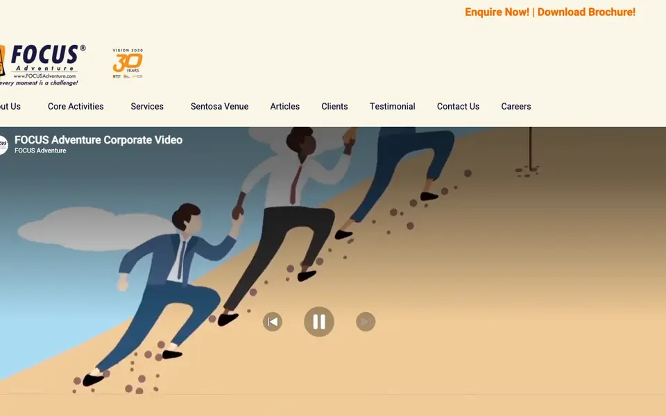 Focus Adventure website homepage, 4 Oct 2026