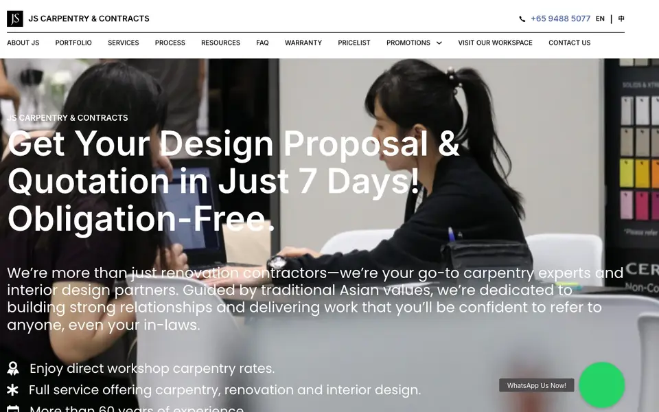 JS Carpentry & Contracts website homepage, 4 Oct 2026