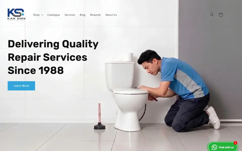 Kian Shen Trading & Plumbing Services website homepage, 4 Oct 2026