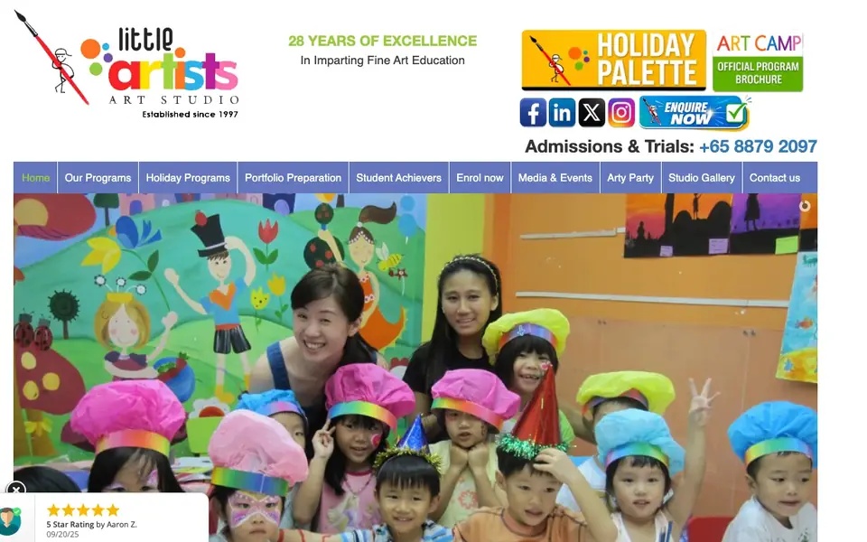 Little Artists Art Studio website homepage, 4 Oct 2026