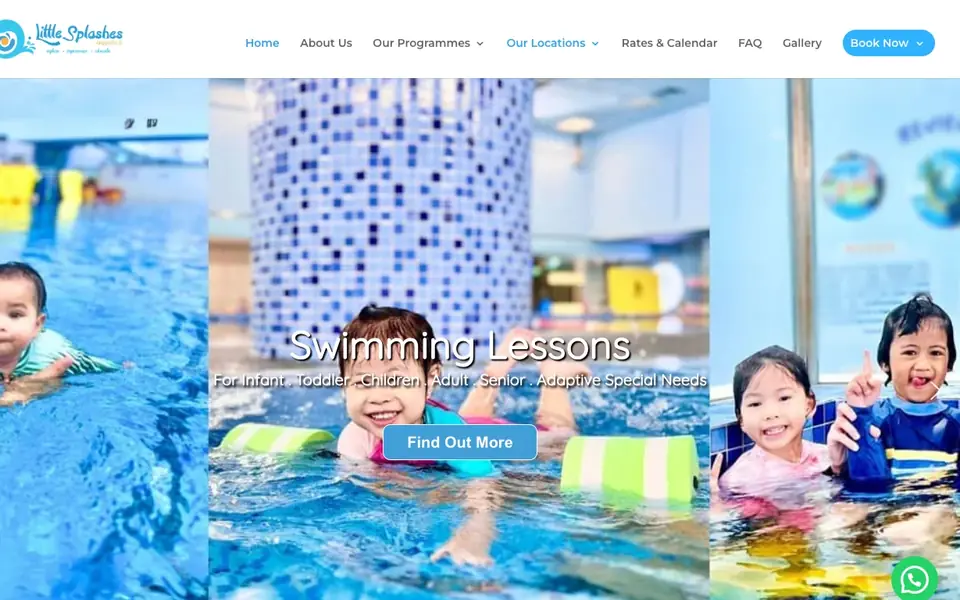 Little Splashes Aquatics website homepage, 4 Oct 2026