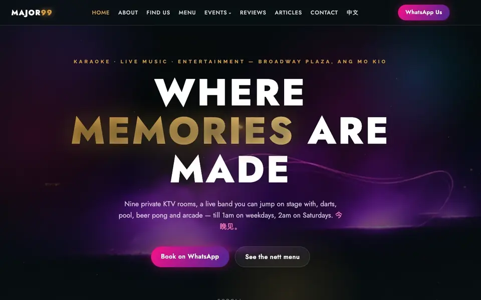 Major 99 website homepage, 4 Oct 2026