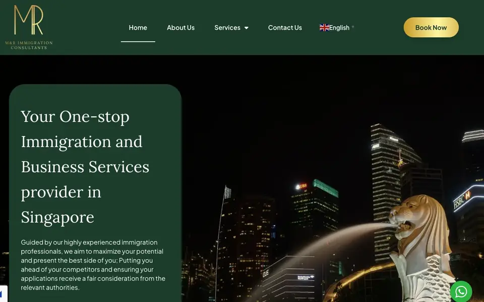 M&R Immigration Consultants website homepage, 4 Oct 2026