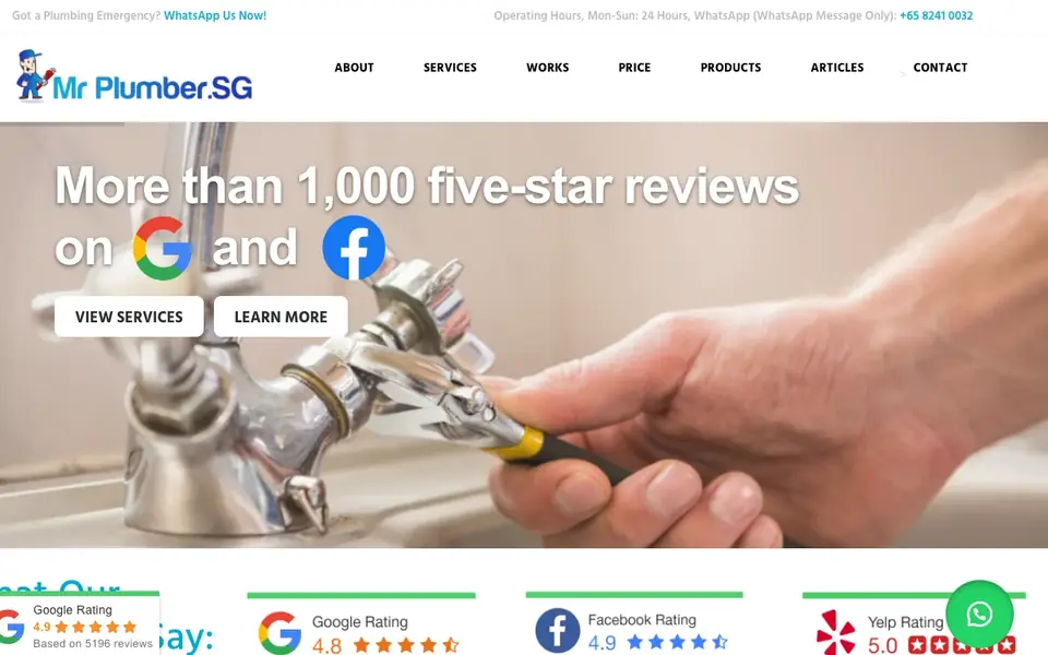 Mr Plumber Singapore website homepage, 4 Oct 2026