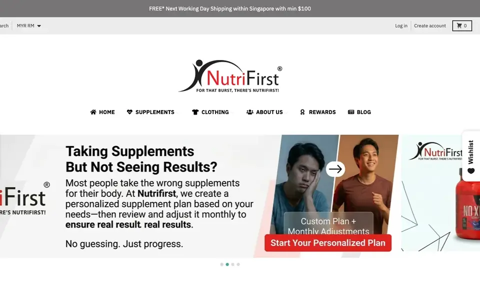 NutriFirst Pte Ltd website homepage, 4 Oct 2026