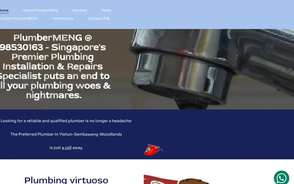 PlumberMENG website homepage, 4 Oct 2026
