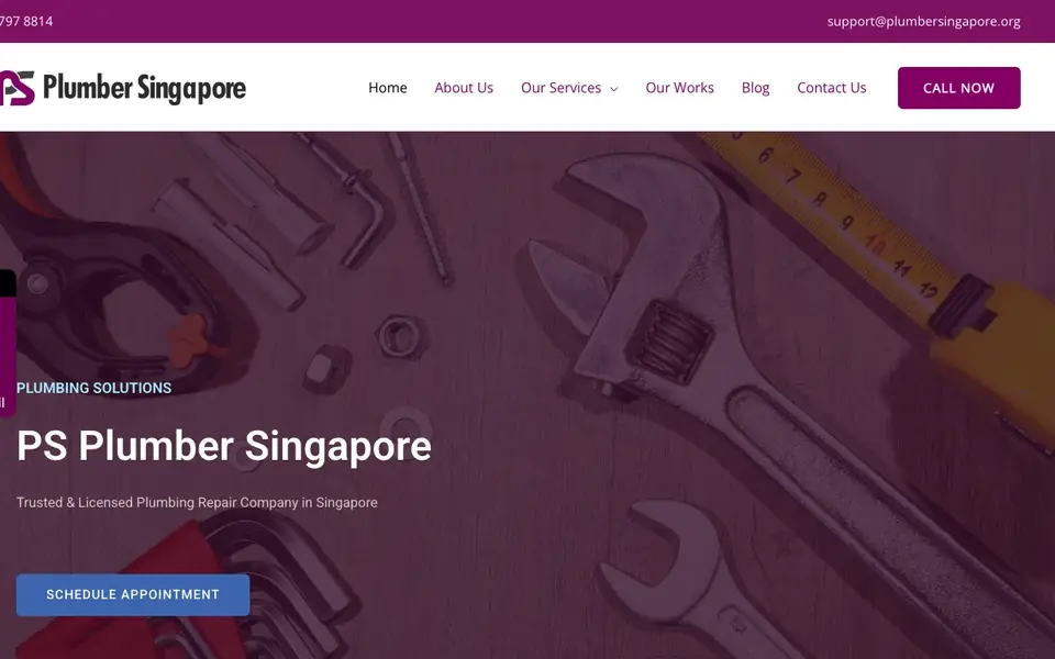 PS Plumber Singapore website homepage, 4 Oct 2026