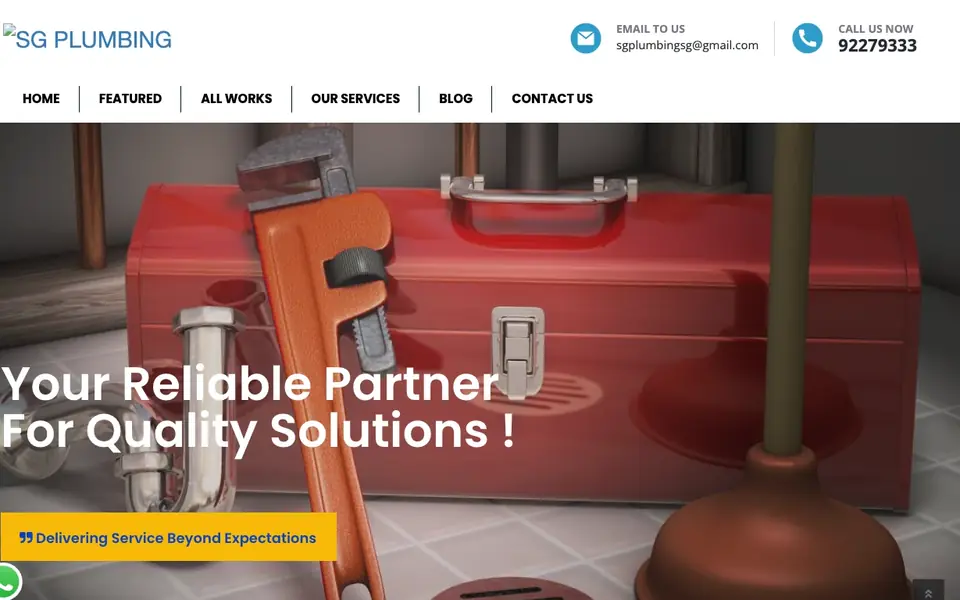 SG Plumbing Services website homepage, 4 Oct 2026