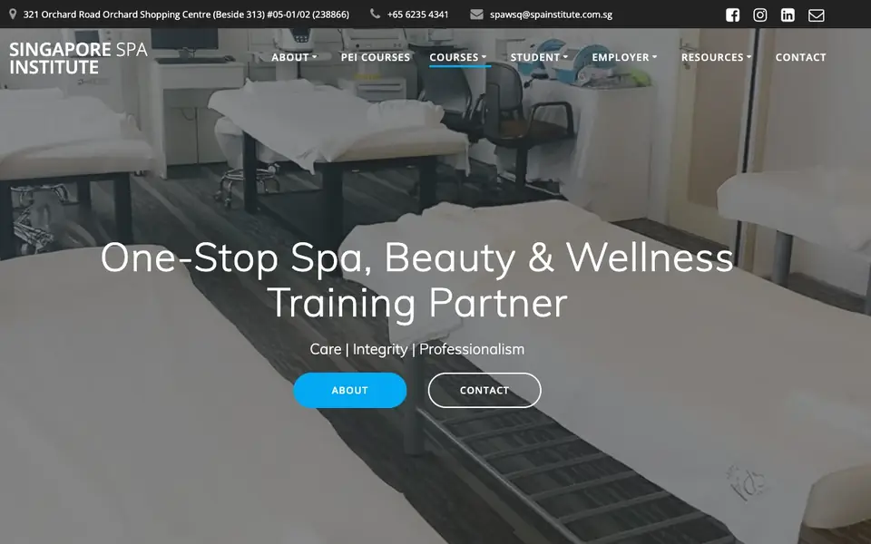 Singapore Spa Institute website homepage, 4 Oct 2026