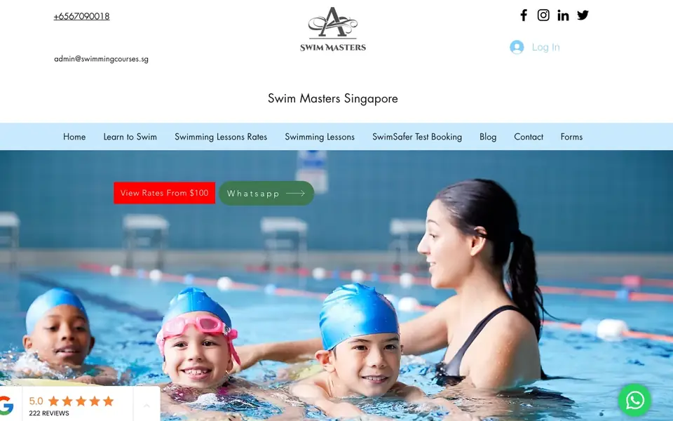 Swim Master website homepage, 4 Oct 2026