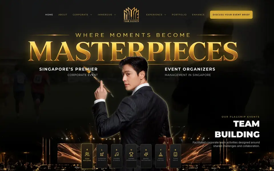 Team Elevate website homepage, 4 Oct 2026