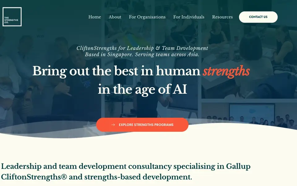 The Strengths Co. website homepage, 4 Oct 2026